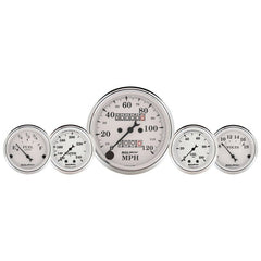 AutoMeter - AutoMeter Gauge Kit 5 Pc. 3-1/8in. & 2-1/16in. Mech. Speedo. Wtmp & Oilp Old Tyme Wht - Demon Performance