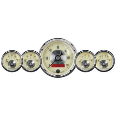 AutoMeter - AutoMeter Gauge Kit 5 Pc. 3-3/8in. & 2-1/16in. Elec. Speedo W/Lcd Odo Prestige Antq. Ivory - Demon Performance