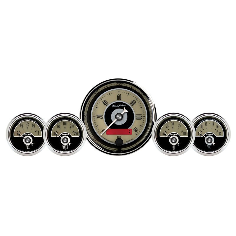 AutoMeter - AutoMeter Gauge Kit 5 Pc. 3-3/8in. & 2-1/16in. Elec. Speedometer Cruiser Ad - Demon Performance
