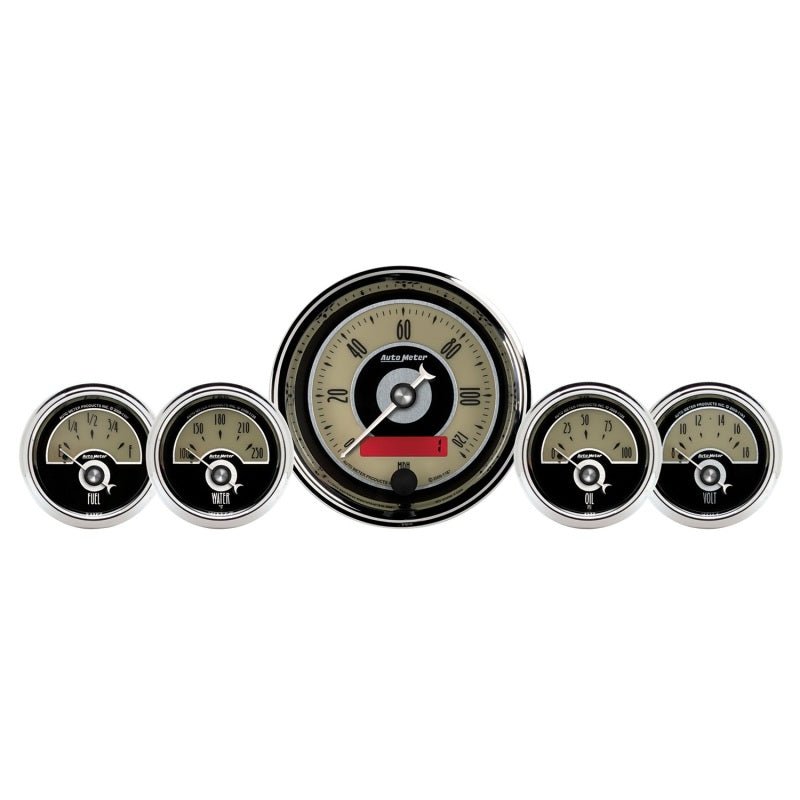 AutoMeter - AutoMeter Gauge Kit 5 Pc. 3-3/8in. & 2-1/16in. Elec. Speedometer Cruiser Ad - Demon Performance