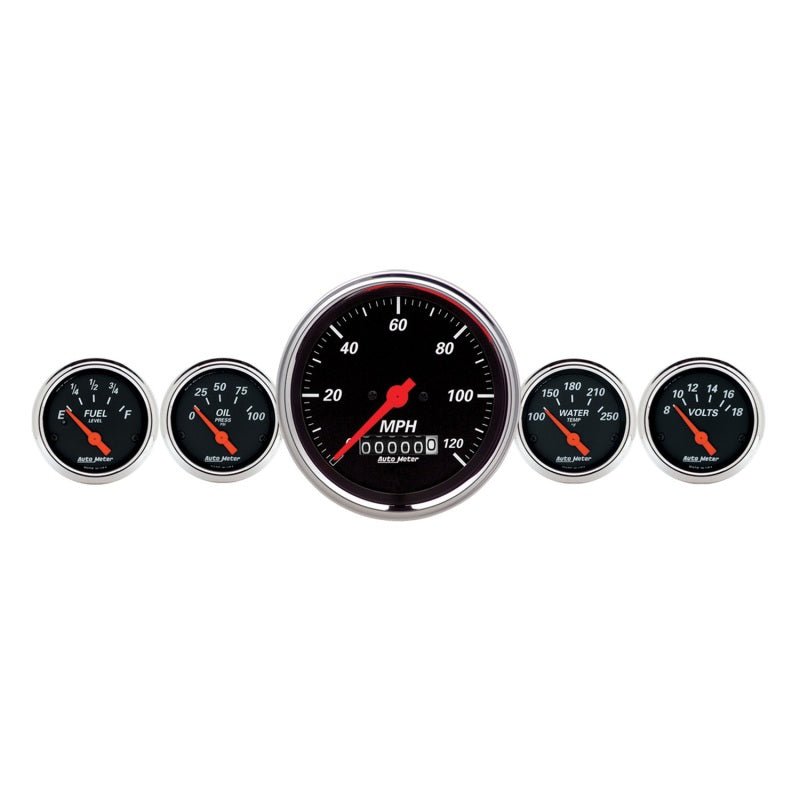 AutoMeter - AutoMeter Gauge Kit 5 Pc. 3-3/8in. & 2-1/16in. Elec. Speedometer Designer Black - Demon Performance