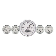 AutoMeter - AutoMeter Gauge Kit 5 Pc. 3-3/8in. & 2-1/16in. Elec. Speedometer Old Tyme White - Demon Performance