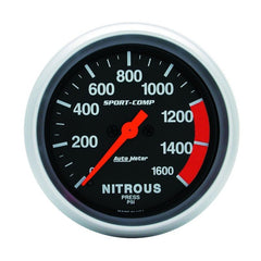AutoMeter - AutoMeter Gauge Nitrous Press 2-5/8in. 1600PSI Digital Stepper Motor Sport-Comp - Demon Performance