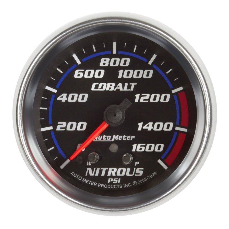 AutoMeter - AutoMeter Gauge Nitrous Press 2-5/8in. 1600PSI Stepper Motor W/ Peak & Warn Cobalt - Demon Performance