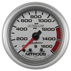 AutoMeter - AutoMeter Gauge Nitrous Press 2-5/8in. 1600PSI Stepper Motor W/ Pk & Wrn Ultra-Lite II - Demon Performance