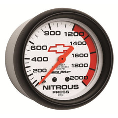 AutoMeter - AutoMeter Gauge Nitrous Pressure 2-5/8in. 2000PSI Mechanical Chevy Red Bowtie White - Demon Performance