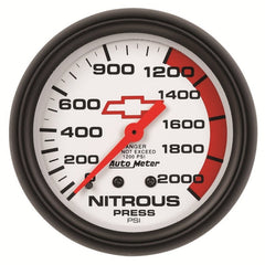 AutoMeter - AutoMeter Gauge Nitrous Pressure 2-5/8in. 2000PSI Mechanical Chevy Red Bowtie White - Demon Performance