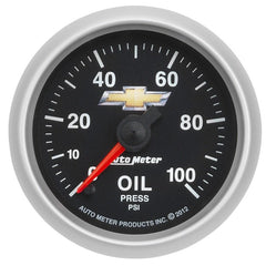 AutoMeter - AutoMeter Gauge Oil Press 2-1/16in. 100PSI Digital Stepper Motor Chevy Gold Bowtie - Demon Performance