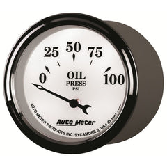 AutoMeter - AutoMeter Gauge Oil Press 2-1/16in. 100PSI Elec Old Tyme White II - Demon Performance