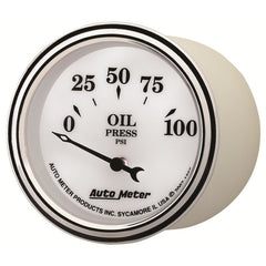 AutoMeter - AutoMeter Gauge Oil Press 2-1/16in. 100PSI Elec Old Tyme White II - Demon Performance