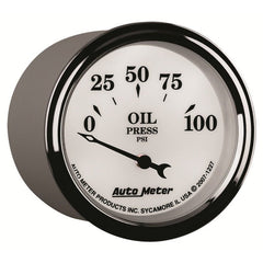 AutoMeter - AutoMeter Gauge Oil Press 2-1/16in. 100PSI Elec Old Tyme White II - Demon Performance