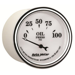 AutoMeter - AutoMeter Gauge Oil Press 2-1/16in. 100PSI Elec Old Tyme White II - Demon Performance
