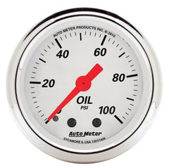 AutoMeter - AutoMeter Gauge Oil Press 2-1/16in. 100PSI Mech Arctic White - Demon Performance
