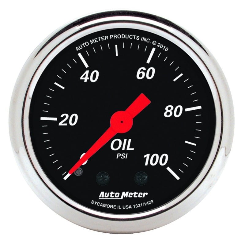 AutoMeter - AutoMeter Gauge Oil Press 2-1/16in. 100PSI Mech Designer Black - Demon Performance