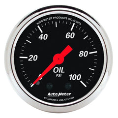 AutoMeter - AutoMeter Gauge Oil Press 2-1/16in. 100PSI Mech Designer Black - Demon Performance