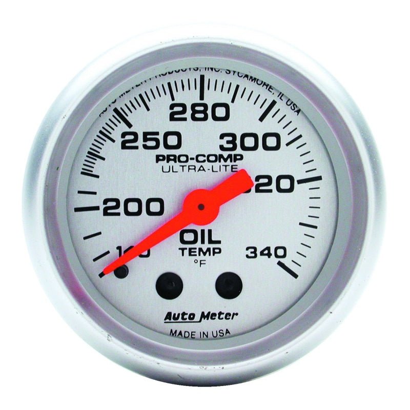 AutoMeter - AutoMeter Gauge Oil Tank Temp 2-1/16in. 140-340 Deg. F Mechanical Ultra-Lite - Demon Performance