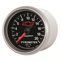 AutoMeter - AutoMeter Gauge Pyrometer (Egt) 2-1/16in. 2000 Deg. F Stepper Motor Chevy Red Bowtie Black - Demon Performance