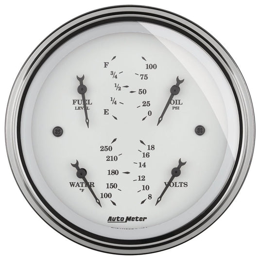 AutoMeter - AutoMeter Gauge Quad 3-3/8in. 0 Ohm(e) to 90 Ohm(f)Elec Old Tyme White - Demon Performance