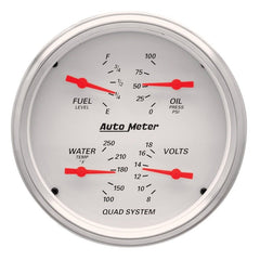 AutoMeter - AutoMeter Gauge Quad 5in. 240 Ohm(e) to 33 Ohm(f) Elec Arctic White - Demon Performance