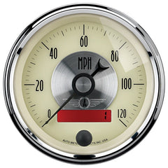 AutoMeter - AutoMeter Gauge Speedo 3-3/8in. 120MPH Elec. Program W/Lcd Odo Prestige Antq. Ivory - Demon Performance