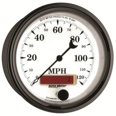 AutoMeter - AutoMeter Gauge Speedometer 3-3/8in. 120MPH Elec. Prog. W/ Lcd Odo Old Tyme Wht II - Demon Performance