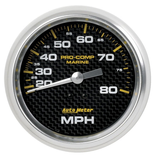 AutoMeter - Autometer Gauge Speedometer 3-3/8in 80MPH Mechanical Marine Carbon Fiber - Demon Performance