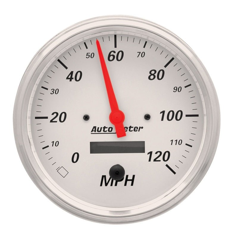 AutoMeter - AutoMeter Gauge Speedometer 5in. 120MPH Elec. Prog. W/ Lcd Odo Arctic White - Demon Performance
