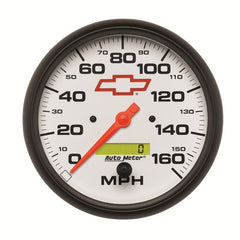 AutoMeter - AutoMeter Gauge Speedometer 5in. 160MPH Elec. Programmable Chevy Red Bowtie White - Demon Performance