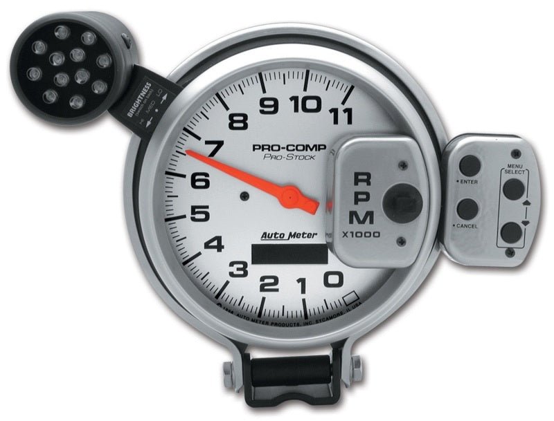 AutoMeter - AutoMeter Gauge Tach 5in. 11K RPM Pro-Stock Pedestal W/ Super Lite & Peak Mem Ul - Demon Performance