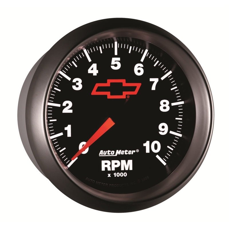 AutoMeter - AutoMeter Gauge Tachometer 3-3/8in. 10K RPM In-Dash Chevy Red Bowtie Black - Demon Performance