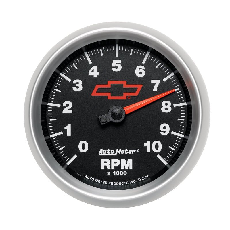 AutoMeter - AutoMeter Gauge Tachometer 3-3/8in. 10K RPM In-Dash Chevy Red Bowtie Black - Demon Performance