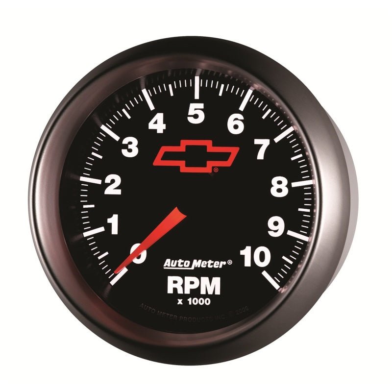 AutoMeter - AutoMeter Gauge Tachometer 3-3/8in. 10K RPM In-Dash Chevy Red Bowtie Black - Demon Performance