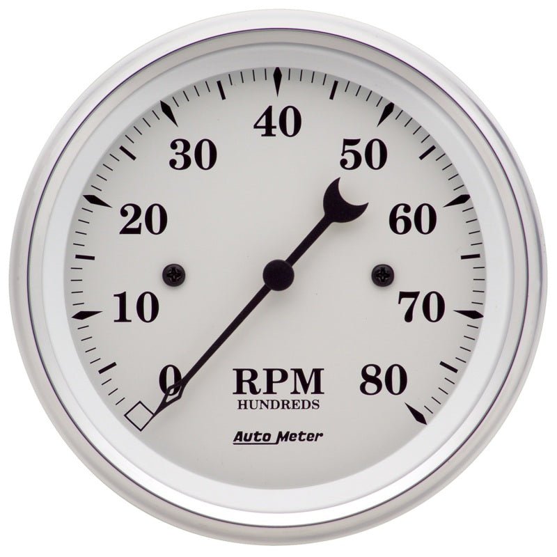 AutoMeter - AutoMeter Gauge Tachometer 3-3/8in. 8K RPM In-Dash Old Tyme White - Demon Performance