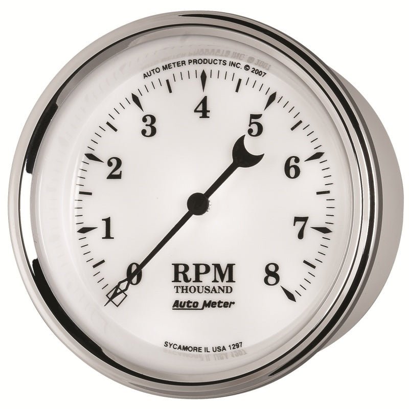 AutoMeter - AutoMeter Gauge Tachometer 3-3/8in. 8K RPM In-Dash Old Tyme White II - Demon Performance