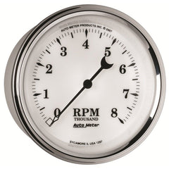AutoMeter - AutoMeter Gauge Tachometer 3-3/8in. 8K RPM In-Dash Old Tyme White II - Demon Performance