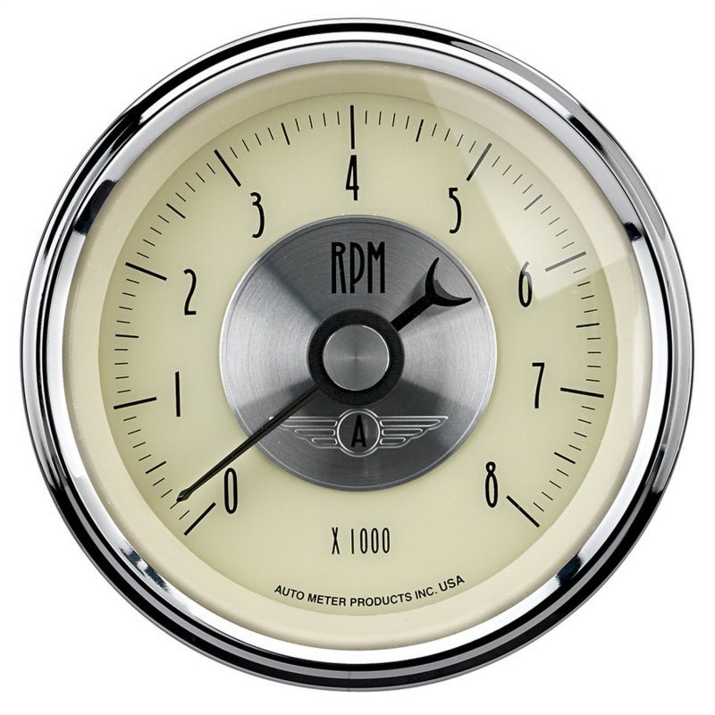 AutoMeter - AutoMeter Gauge Tachometer 3-3/8in. 8K RPM In-Dash Prestige Antq. Ivory - Demon Performance