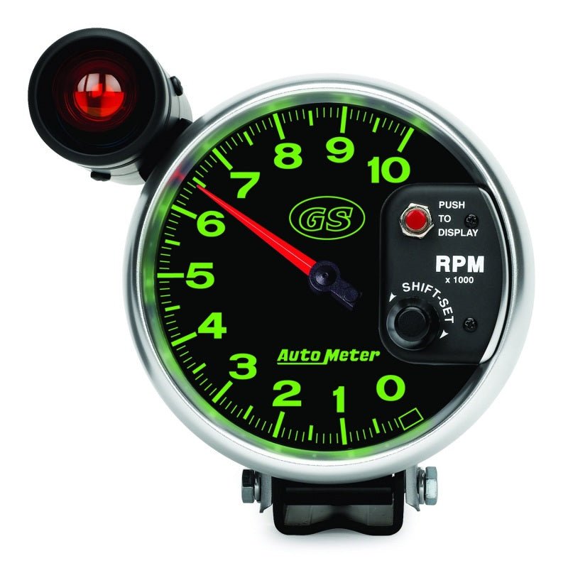 AutoMeter - AutoMeter Gauge Tachometer 5in. 10K RPM Pedestal W/ Ext. Shift-Lite Gs - Demon Performance