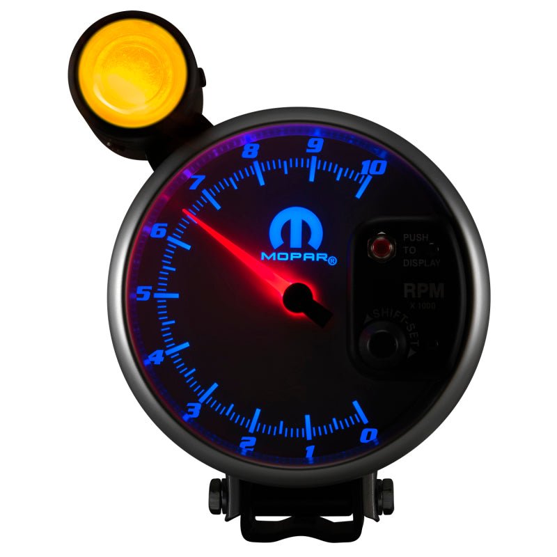 AutoMeter - AutoMeter Gauge Tachometer 5in. 10K RPM Pedestal W/ Ext. Shift-Lite White Mopar - Demon Performance