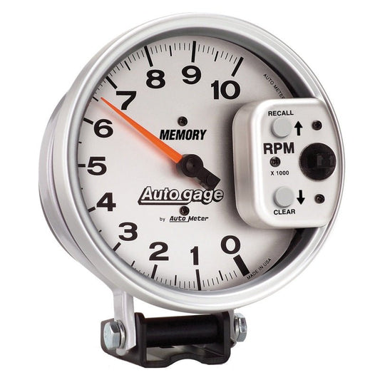 AutoMeter - AutoMeter Gauge Tachometer 5in. 10K RPM Pedestal W/ Peak Memory Silver Auto Gage - Demon Performance