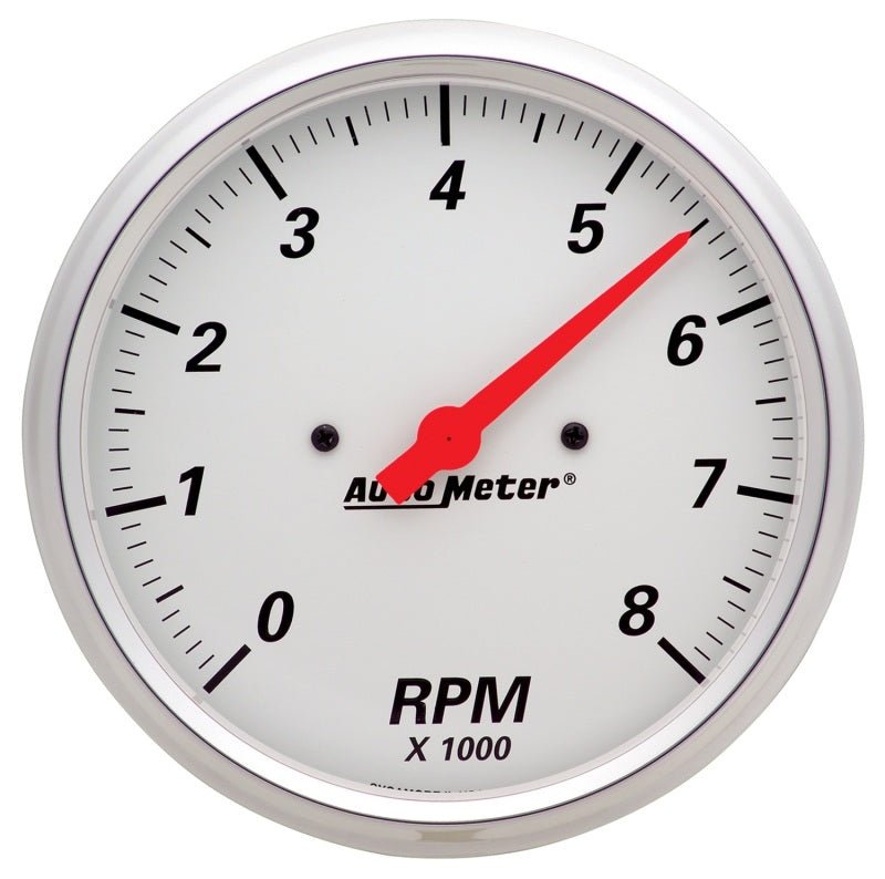 AutoMeter - AutoMeter Gauge Tachometer 5in. 8K RPM In-Dash Arctic White - Demon Performance