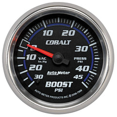 AutoMeter - AutoMeter Gauge Vac/Boost 2-5/8in. 30Inhg-45PSI Mechanical Cobalt - Demon Performance
