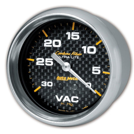 AutoMeter - AutoMeter Gauge Vacuum 2-5/8in. 30Inhg Mechanical Carbon Fiber - Demon Performance