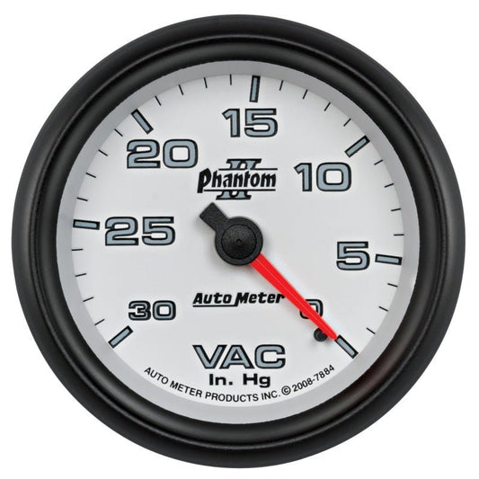 AutoMeter - AutoMeter Gauge Vacuum 2-5/8in. 30Inhg Mechanical Phantom II - Demon Performance