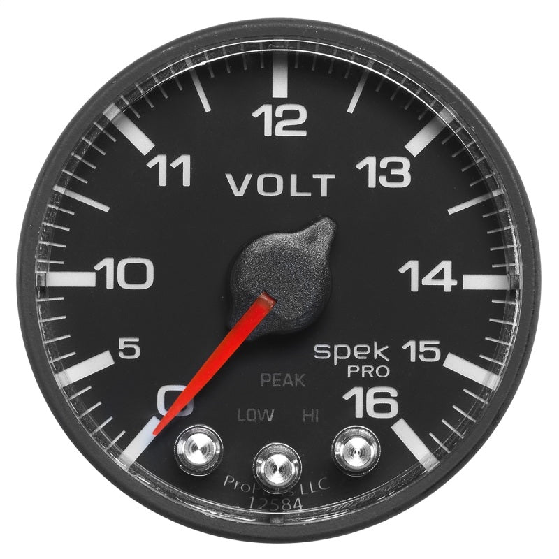 AutoMeter - AutoMeter Gauge Voltmeter 2-1/16in. 16V Stepper Motor W/Peak & Warn Blk/Blk Spek-Pro - Demon Performance
