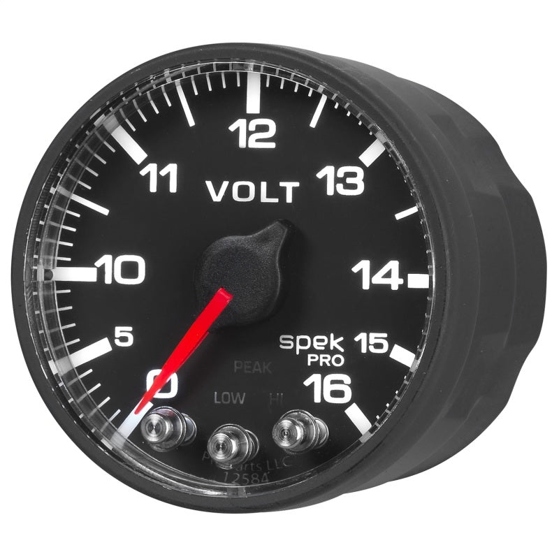 AutoMeter - AutoMeter Gauge Voltmeter 2-1/16in. 16V Stepper Motor W/Peak & Warn Blk/Blk Spek-Pro - Demon Performance
