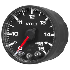 AutoMeter - AutoMeter Gauge Voltmeter 2-1/16in. 16V Stepper Motor W/Peak & Warn Blk/Blk Spek-Pro - Demon Performance