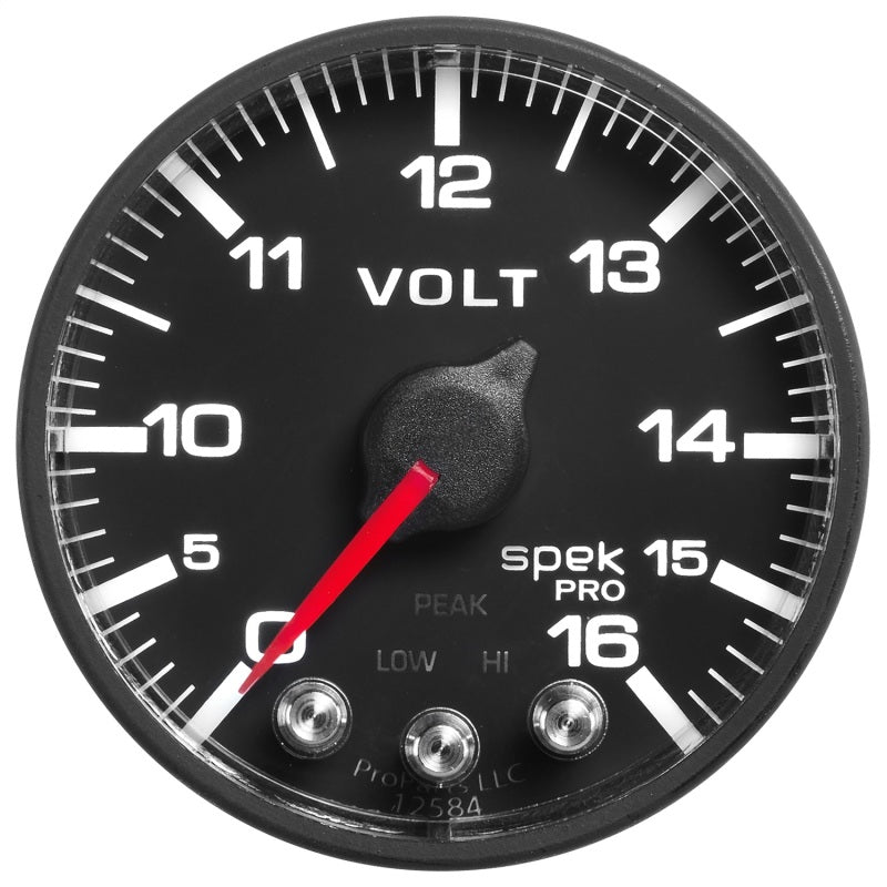AutoMeter - AutoMeter Gauge Voltmeter 2-1/16in. 16V Stepper Motor W/Peak & Warn Blk/Blk Spek-Pro - Demon Performance