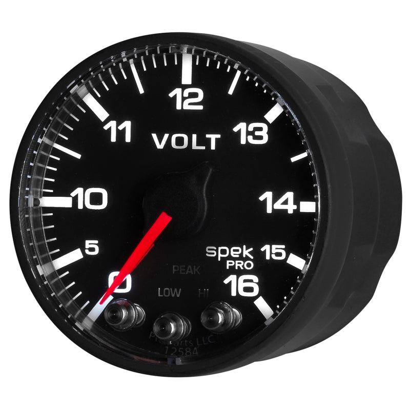 AutoMeter - AutoMeter Gauge Voltmeter 2-1/16in. 16V Stepper Motor W/Peak & Warn Blk/Blk Spek-Pro - Demon Performance