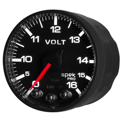 AutoMeter - AutoMeter Gauge Voltmeter 2-1/16in. 16V Stepper Motor W/Peak & Warn Blk/Blk Spek-Pro - Demon Performance
