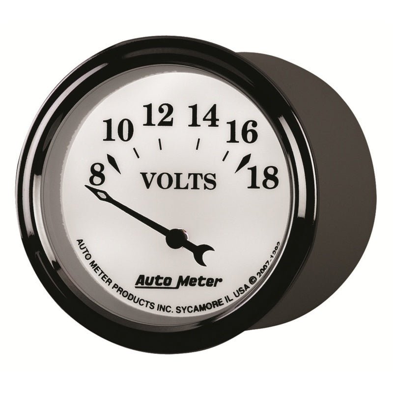 AutoMeter - AutoMeter Gauge Voltmeter 2-1/16in. 18V Elec Old Tyme White II - Demon Performance